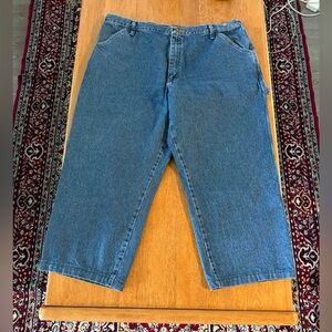 Men's Vintage Carpenter Blue Mid Wash Rustler Jeans 40x30” Relaxed Fit